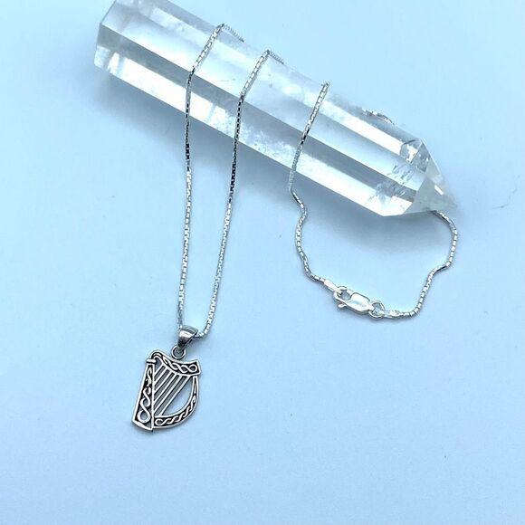 Harp Sterling Silver Necklace - Picture 1 of 6